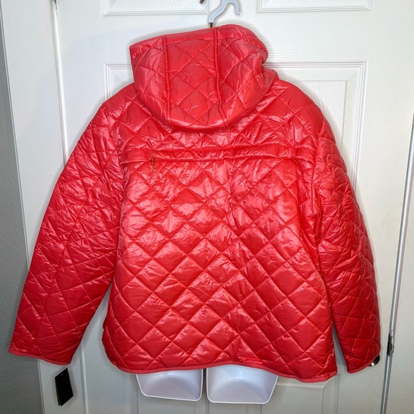 Kate Spade New York Travel Hooded Quilted Packable Puffer Jacket Coral XL NWT - Picture 10 of 13